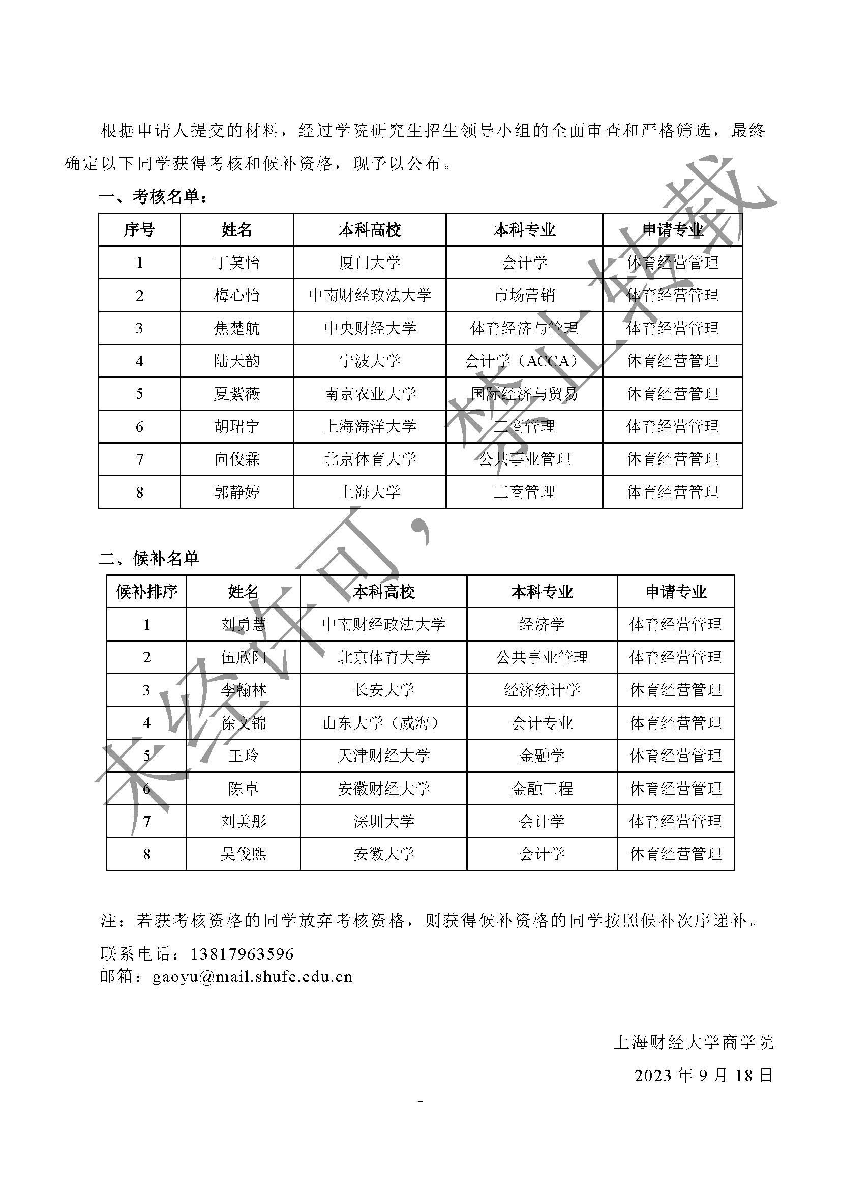 上海财经大学商学院体育经营管理专业2024年推荐免试预报名考核名单_页面_1.jpg